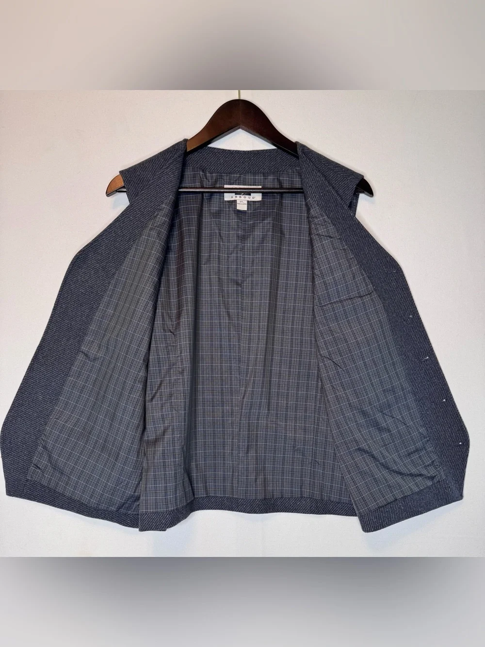 Joseph Abboud Navy Tweed Herringbone Vest size XL wool blend plaid lined office